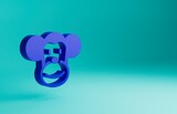 Blue Monkey icon isolated on blue background. Animal symbol. Minimalism concept. 3D render illustration