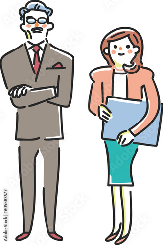頼れるビジネスパートナー　社長と秘書　セット　イラスト素材
