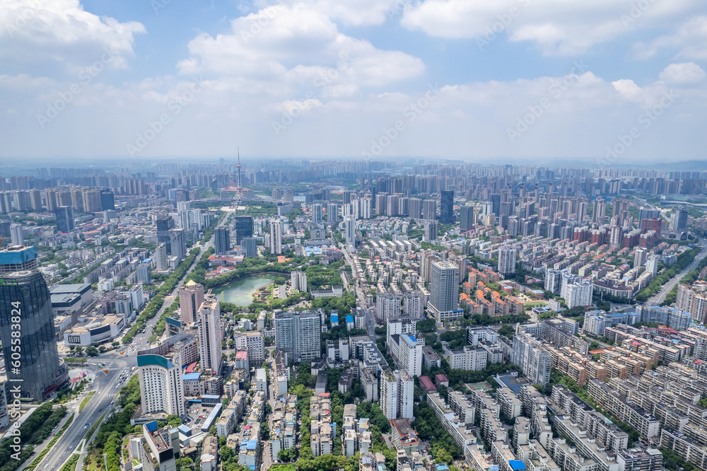 Aerial photography of urban buildings in Tianyuan District, Zhuzhou, China