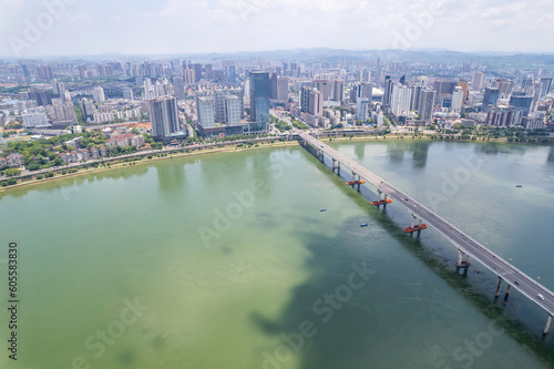 Cityscape of Lusong District, Zhuzhou City, China photo