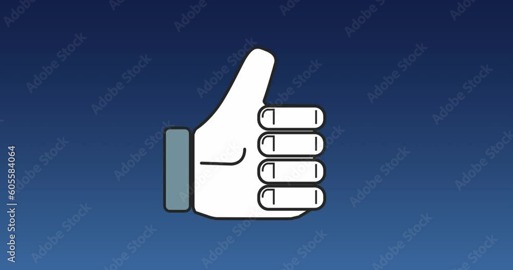 Animation of like icon icon against blue background Animation of like icon icon against blue background