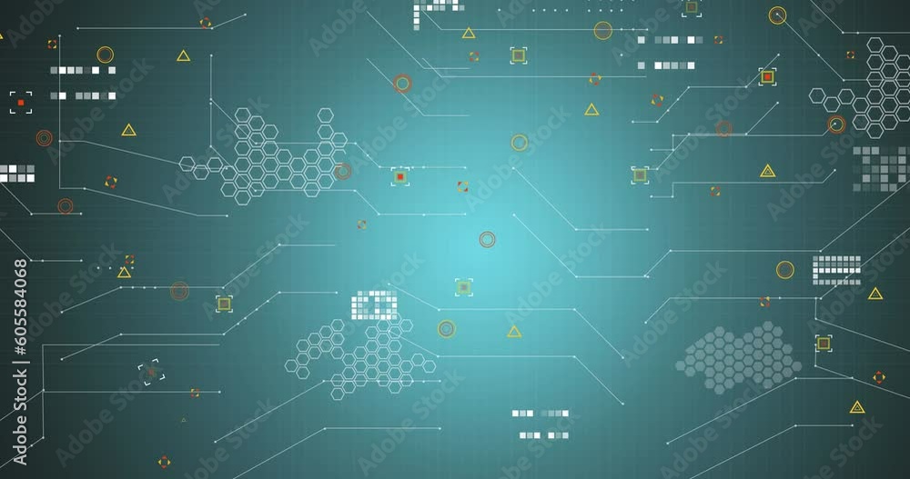 Animation of interface with data processing against blue gradient background Animation of interface with data processing against blue gradient background