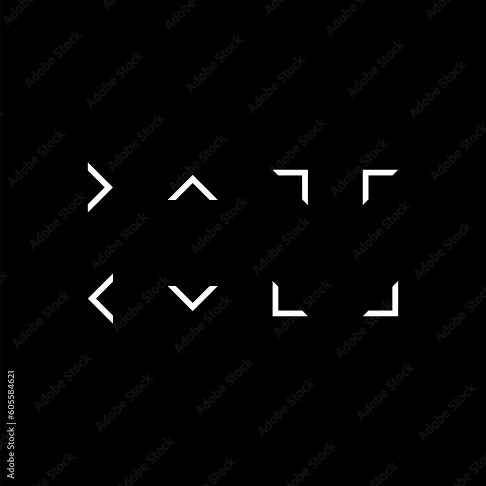 Arrows collection set symbol icon isolated on black background Arrows collection set symbol icon isolated on black background
