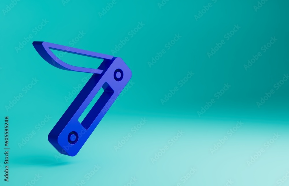 Blue Swiss army knife icon isolated on blue background. Multi-tool, multipurpose penknife. Multifunctional tool. Minimalism concept. 3D render illustration Blue Swiss army knife icon isolated on blue background. Multi-tool, multipurpose penknife. Multifunctional tool. Minimalism concept. 3D render illustration