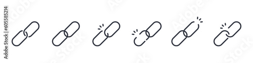 Simple broken chain icon illustration