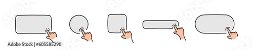 Finger click on different squares set line icon illustration