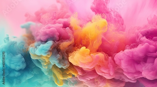 Abstract colorful pastel color cloud background. Colorful Ink Diffusion in Water. Generative AI