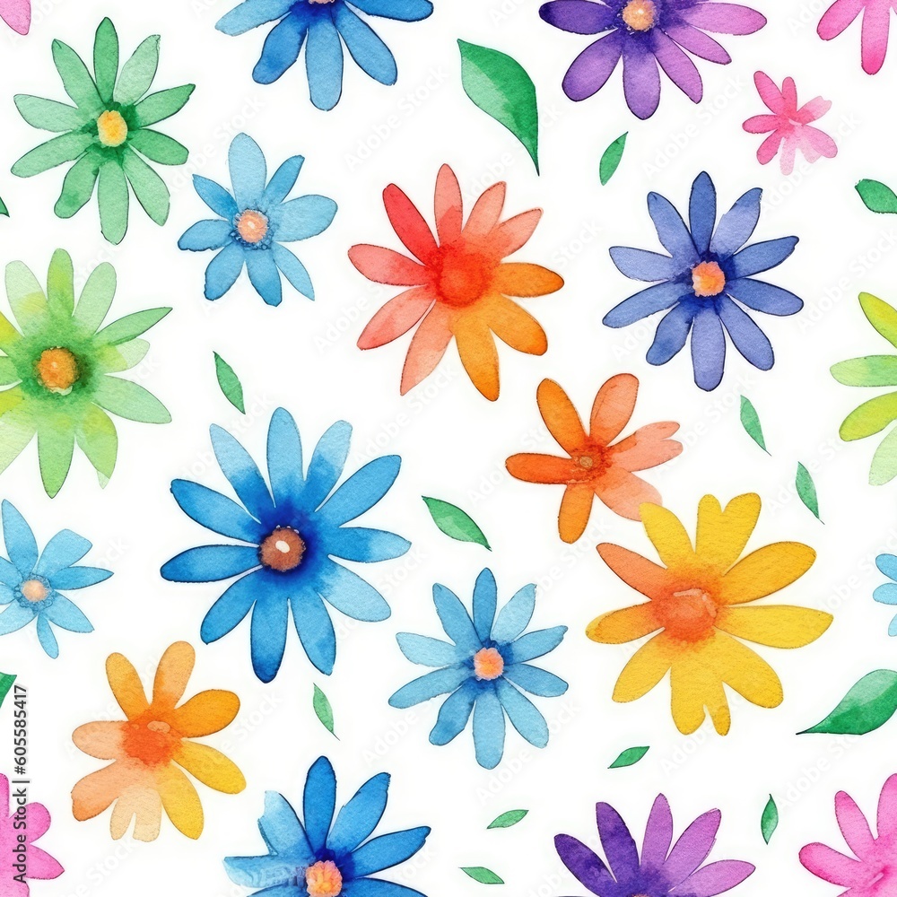 Fototapeta premium Fashionable pattern watercolor simple flower Floral seamless background for textiles, fabrics, covers, wallpapers, print, gift wrapping and scrapbooking