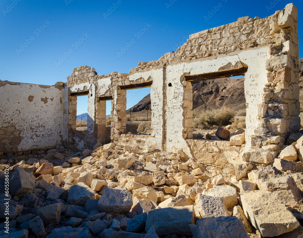 Ruins in the ghost town of Rhyolite, Nevada