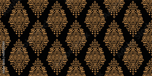 Ethnic abstract ikat art. Seamless pattern in tribal, folk embroidery, and Mexican style. Aztec geometric art ornament print. Design for carpet, wallpaper, clothing, wrapping, fabric, cover, textile.