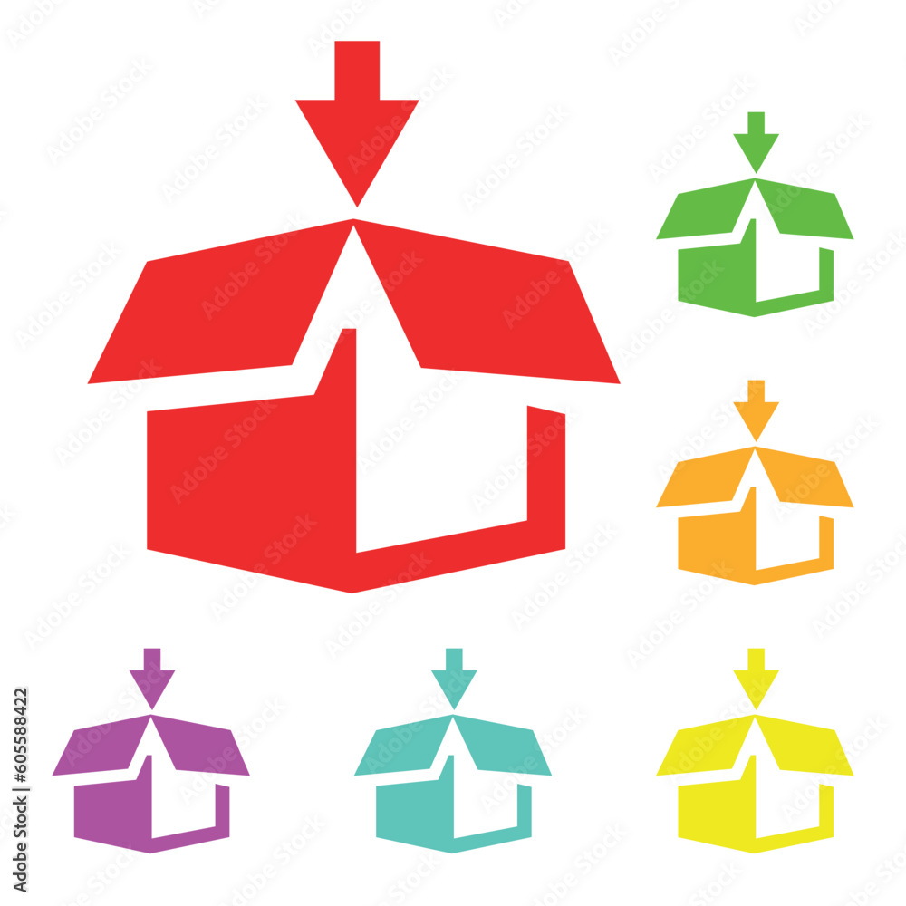 Fototapeta premium Flat pack icon set. 6 color variations included with light theme.