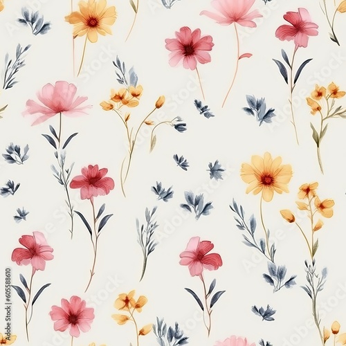 Fashionable pattern watercolor simple flower Floral seamless background for textiles, fabrics, covers, wallpapers, print, gift wrapping and scrapbooking © PinkiePie