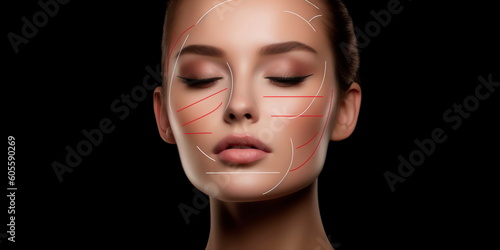 highlighting the transformative effects of contouring and highlighting techniques, showcasing the art of sculpting and enhancing facial features. Generative AI
