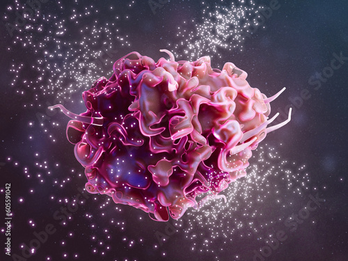 Macrophage releasing cytokines, illustration photo