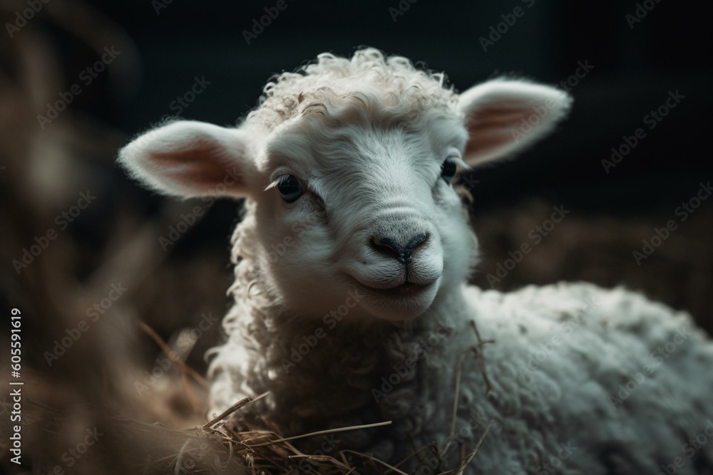 Symbol of Aries, adorable lamb. Generative AI