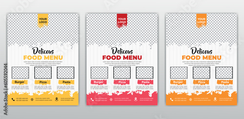 Fast Food Flyer Design Template cooking, cafe and restaurant menu, food ordering, junk food. Vector illustration for banner, poster, flyer, cover, menu, brochure