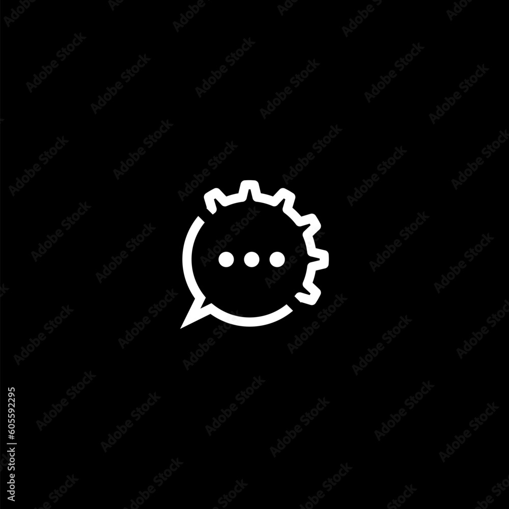 Settings Chat Line Icon isolated on black background Settings Chat Line Icon isolated on black background