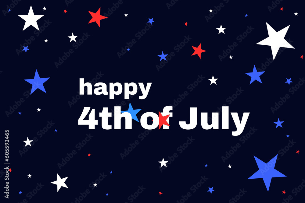 Happy 4th of July patriotic background minimalist with stars and typography in the center Happy 4th of July patriotic background minimalist with stars and typography in the center