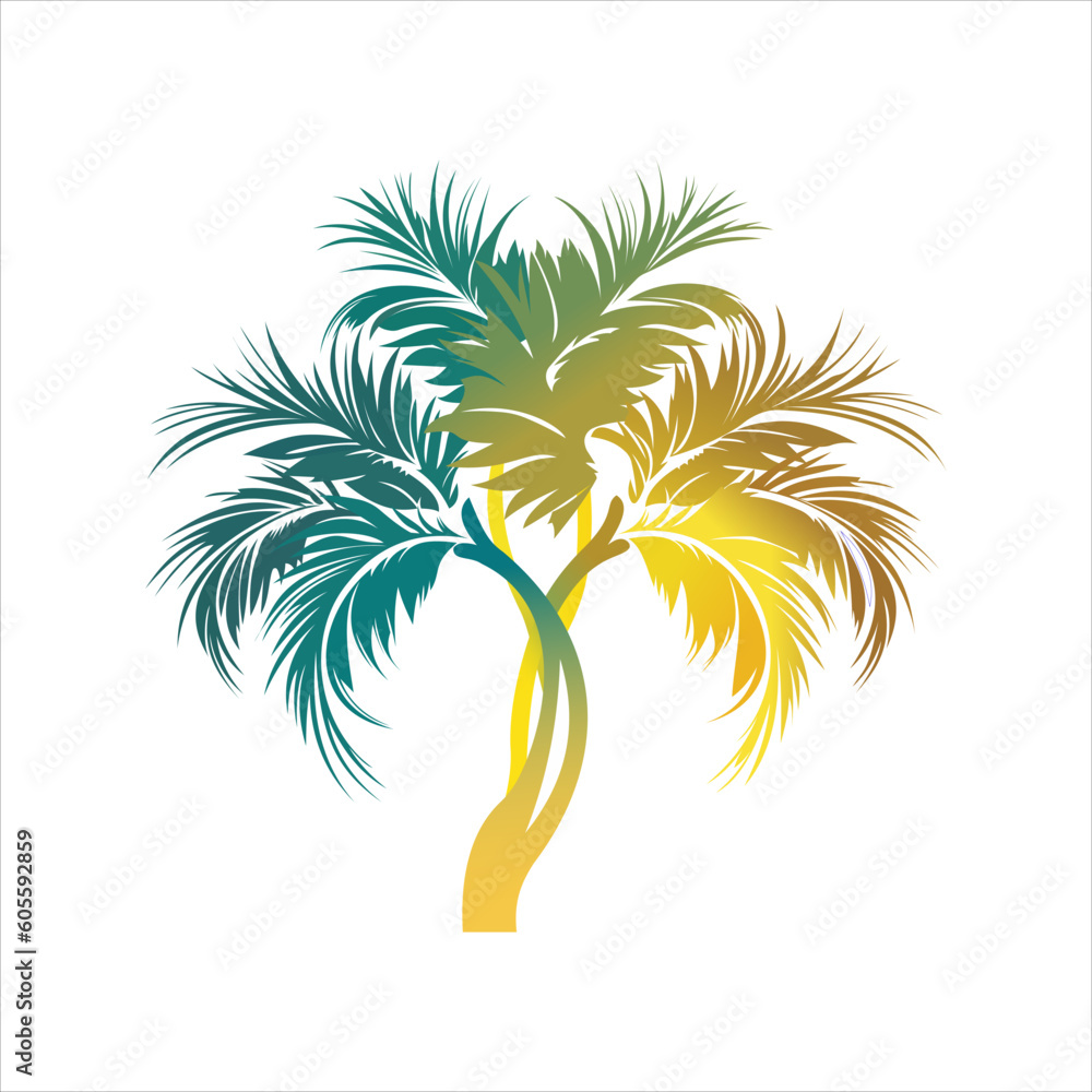 Obraz premium Palm trees silhouette emblems. logo travel company, travel agency. Vector illustration. design element