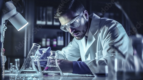 Scientist at Work in the Laboratory Illustration Generative AI Background Cover  Digital Art
