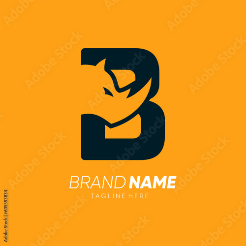 Letter B Rhino Horn Logo Design Vector Icon Graphic Emblem Illustration 