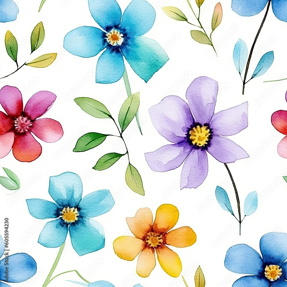Obraz premium Fashionable pattern watercolor simple flower Floral seamless background for textiles, fabrics, covers, wallpapers, print, gift wrapping and scrapbooking