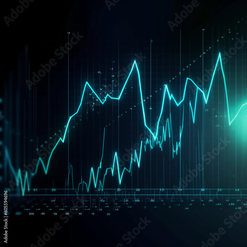Wallpaper Mural Financial Market Trends: Stock Market Investment Trading Graph, Currency Exchange Rates, Bullish and Bearish Points, Illustrated on Technology Abstract Background, Created by Generative AI Torontodigital.ca