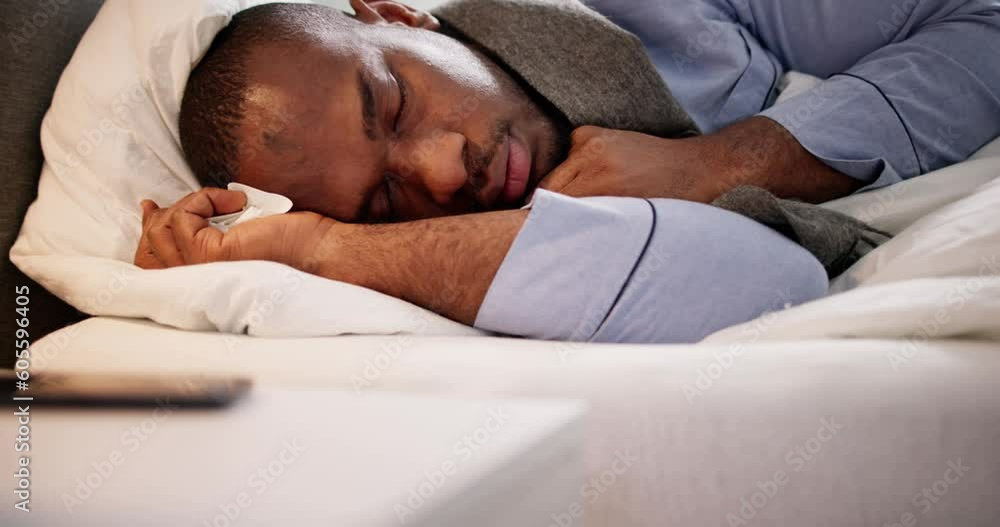 Sick Man Sleeping In Bed Sick Man Sleeping In Bed