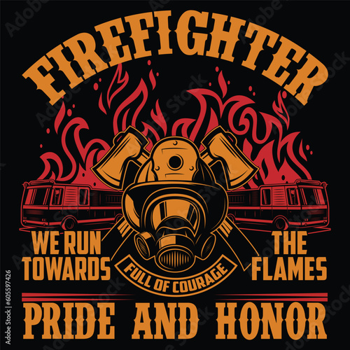 firefighter t shirt design and vector design.