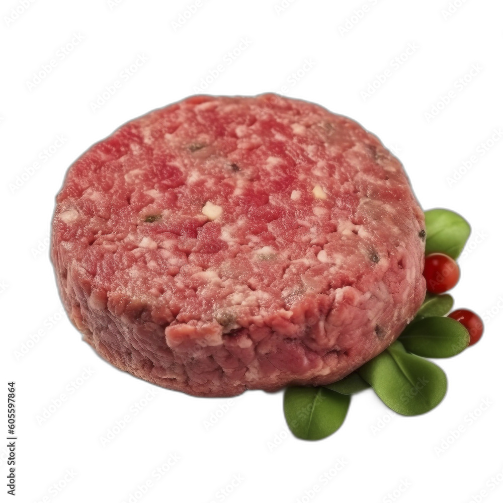 Raw hamburger isolated white background. Raw hamburger isolated white background.