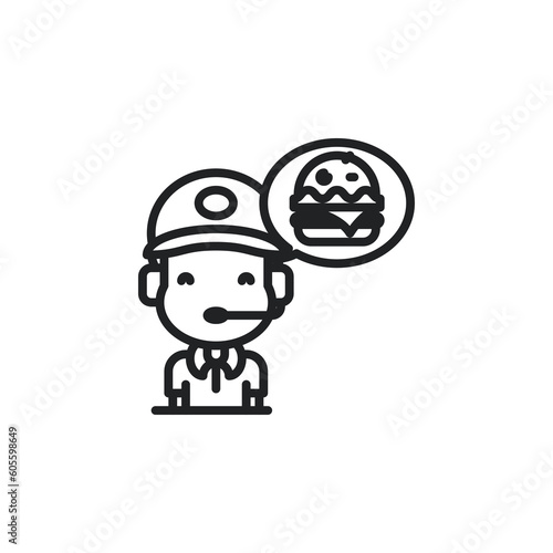 Customer service, hotline operators for food orders outline icons. Vector illustration. Isolated icon suitable for web, infographics, interface and apps.