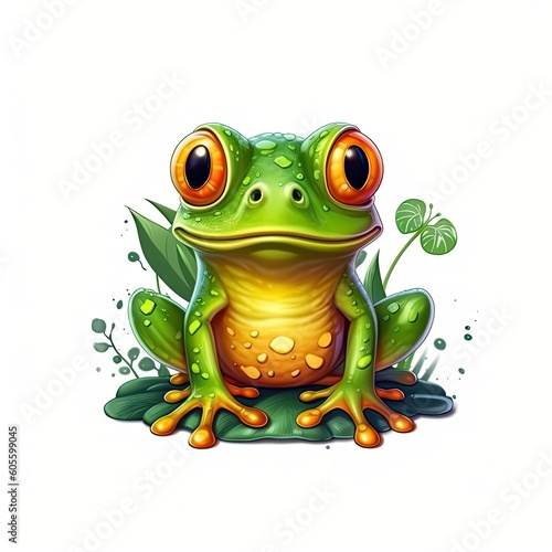 Frog cute character illustration. Generative AI