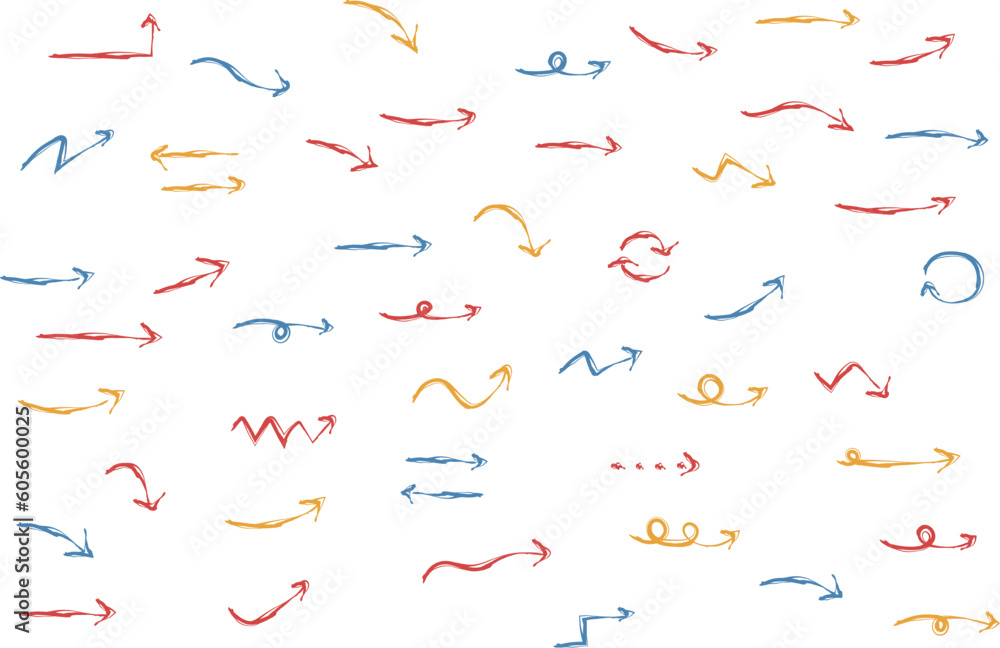 かわいい手書きの矢印セット　   Hand drawn cute vector arrows set