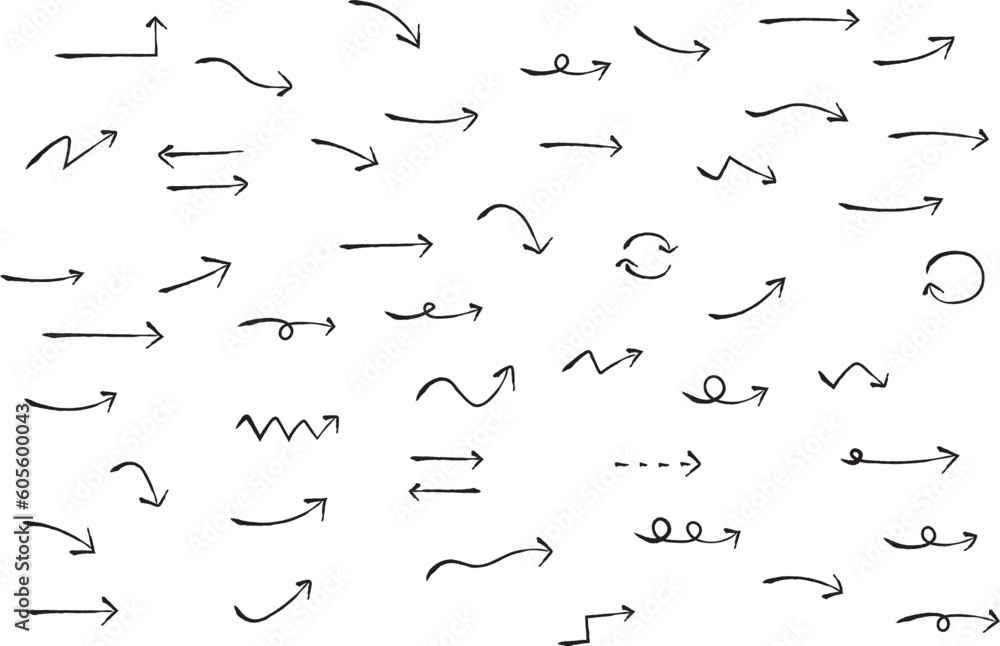 かわいい手書きの矢印セット Hand drawn cute vector arrows set かわいい手書きの矢印セット Hand drawn cute vector arrows set