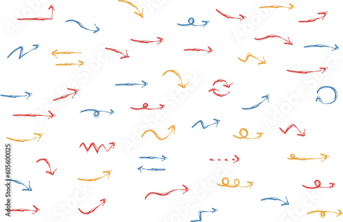 かわいい手書きの矢印セット　   Hand drawn cute vector arrows set