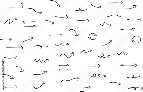 かわいい手書きの矢印セット　   Hand drawn cute vector arrows set