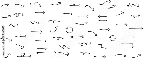 かわいい手書きの矢印セット　   Hand drawn cute vector arrows set