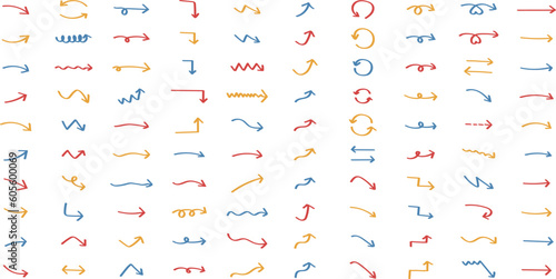 かわいい手書きの矢印セット　   Hand drawn cute vector arrows set