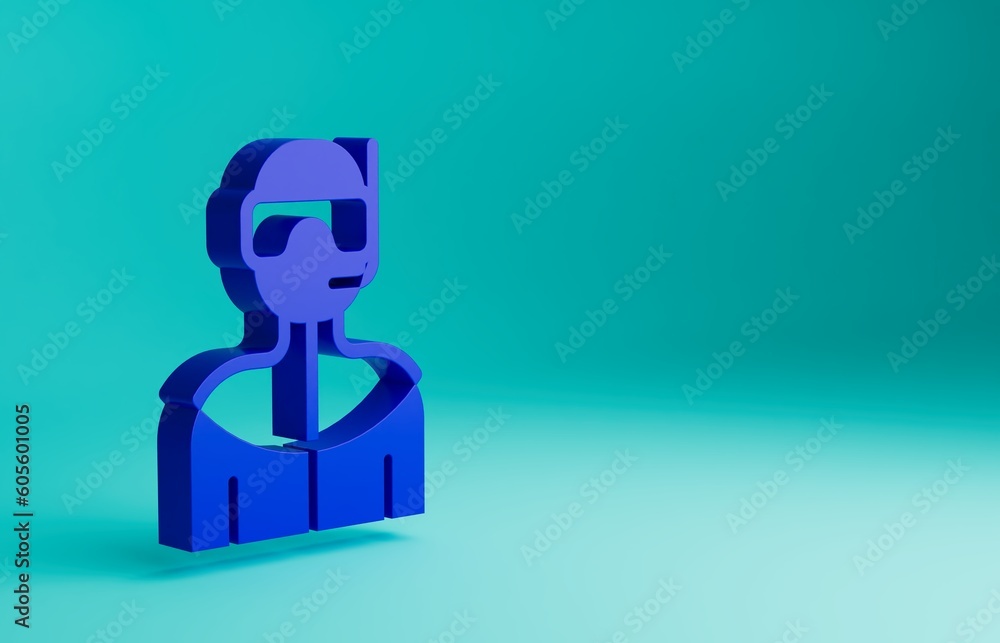 Blue Wetsuit for scuba diving icon isolated on blue background. Diving underwater equipment. Minimalism concept. 3D render illustration Blue Wetsuit for scuba diving icon isolated on blue background. Diving underwater equipment. Minimalism concept. 3D render illustration