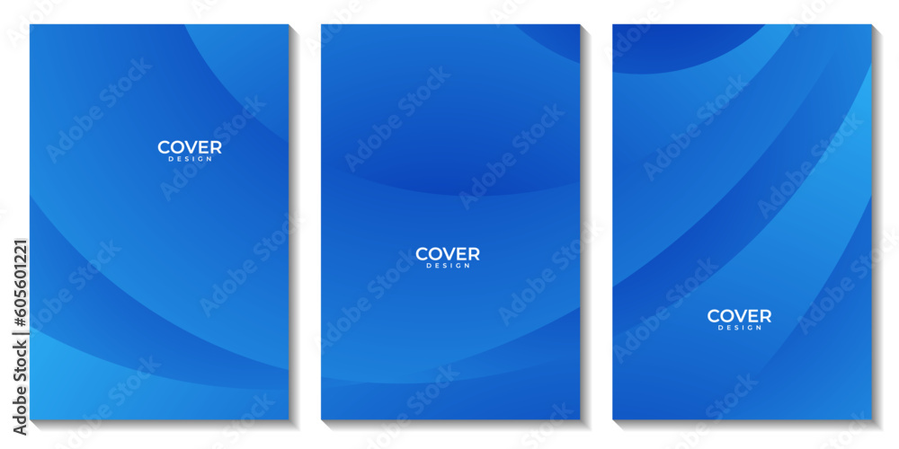 set of flyers with abstract blue wave gradient background. vector EPS10.