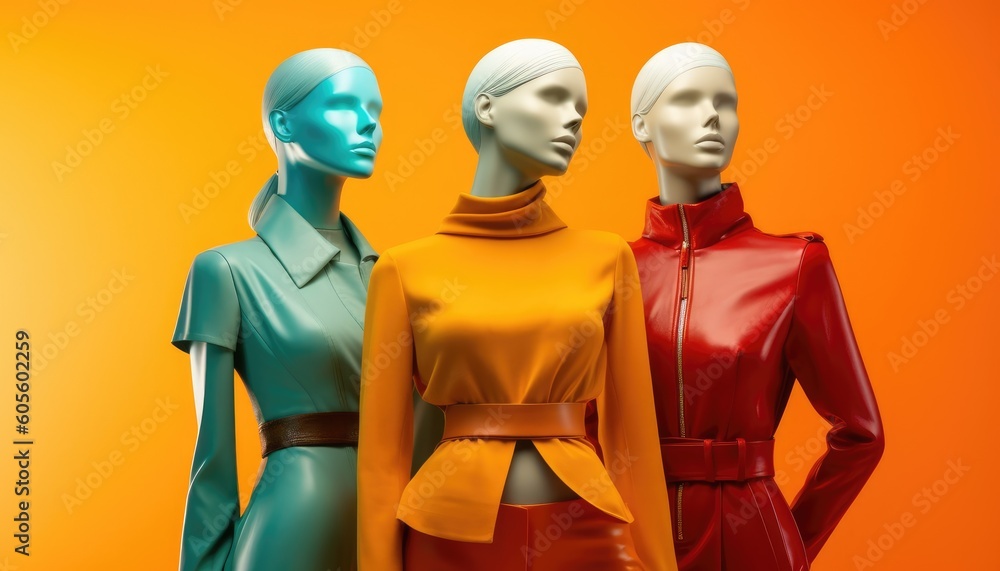 Obraz premium Mannequins with bright and fashionable clothes. generative ai