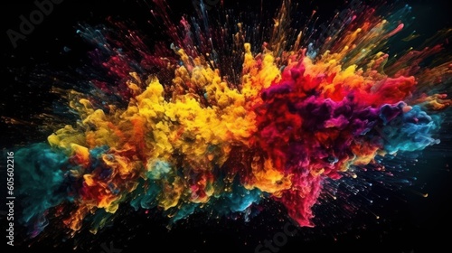 An explosion of bright colors. A cloud of bright colors. generative AI