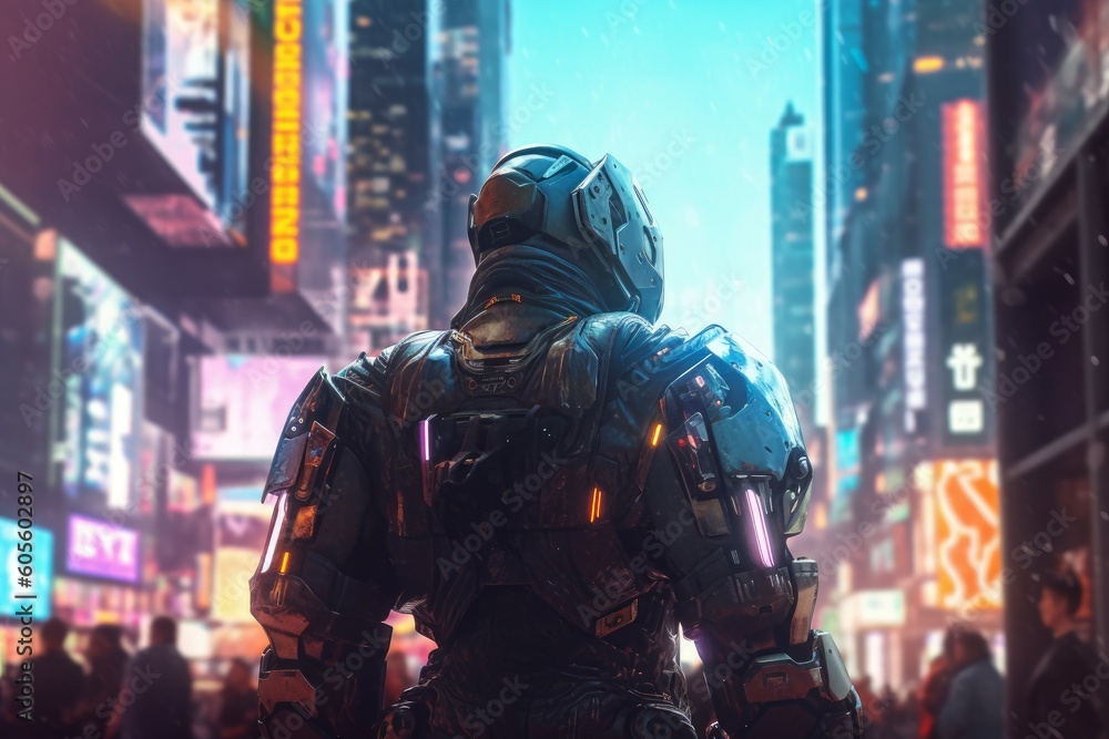 Medieval knight person cyberpunk. Generate Ai Medieval knight person cyberpunk. Generate Ai