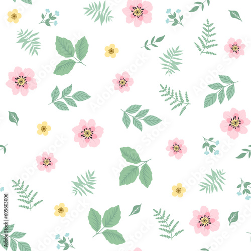 Decorative leaves and flowers. Hand drawn vector design elements. Ideal for scrapbooking  textile  web  fabric.