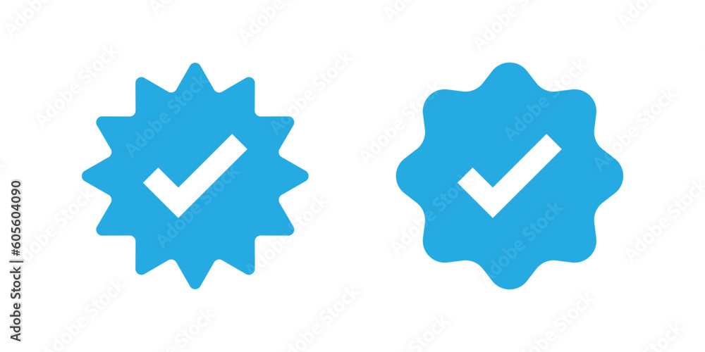 Blue badge check icon, Verified badge profile vector. Blue badge check icon, Verified badge profile vector.