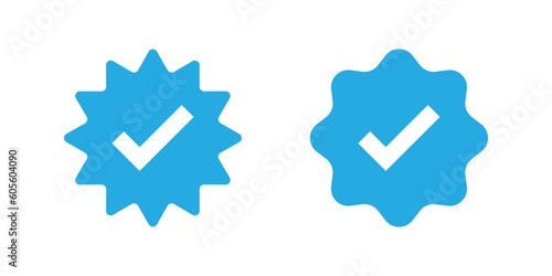  Blue badge check icon, Verified badge profile vector.