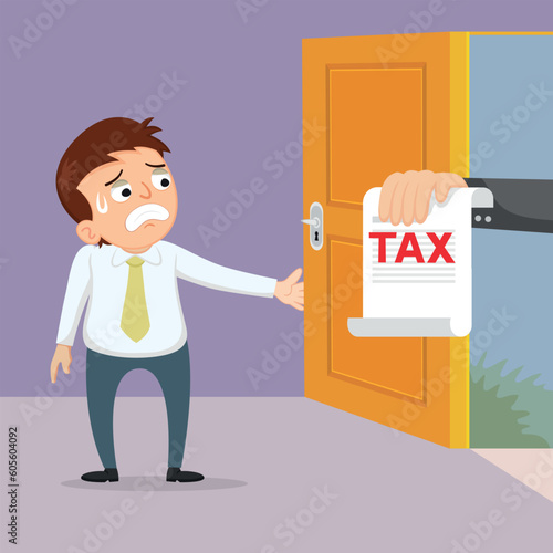 Businessman stressed out by tax letter, illustration vector cartoon