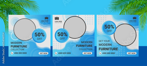 Get your bundle offer package of new Modern Furniture buy two get one home delivery free special 5 bed design element top 10 classic furniture special bed free delivery social media post idea.