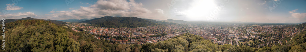 panorama of the mountains and town