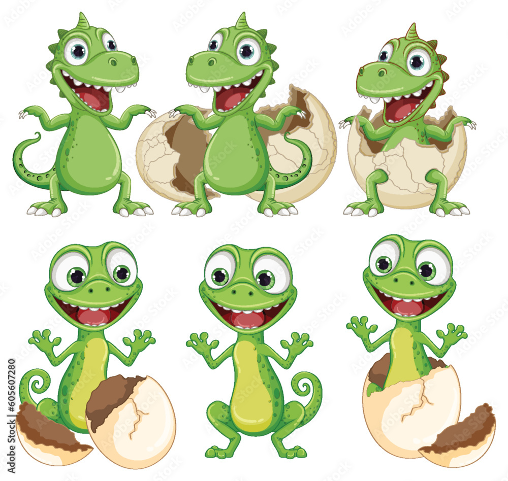 Little Dinosaur Monster Hatching from Egg Little Dinosaur Monster Hatching from Egg